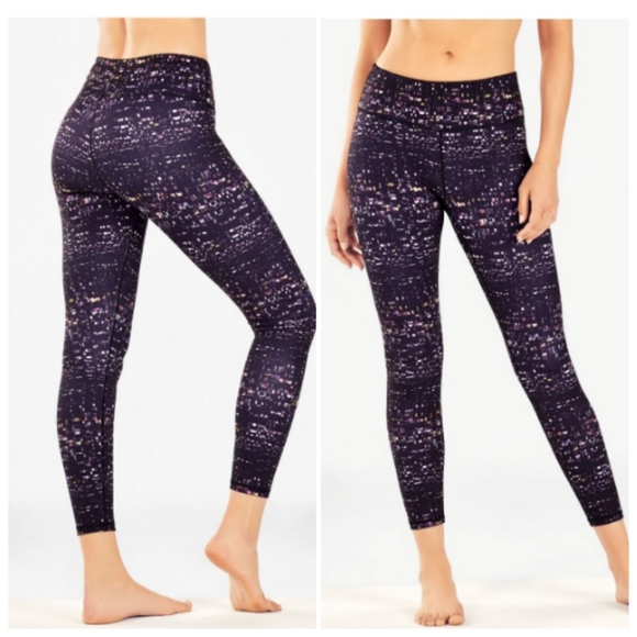 Fabletics PowerHold Define Mid Rise 7/8 Leggings Abstract Print Athletic Workout - Picture 1 of 12
